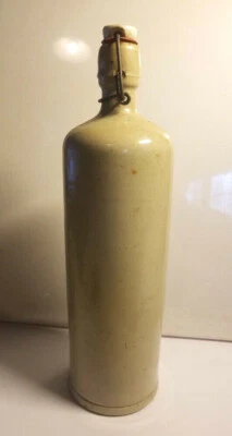 Ancienne Bouteille bouillotte - Grès vernissé -Bouchon porcelaine - H 32cm Déco  - Photo 1/4