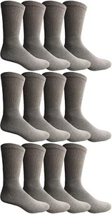 12 PK of Yacht & Smith Kids Premium Cotton Crew Socks - Gray 6-8 Boys Crew Sock - Picture 1 of 2