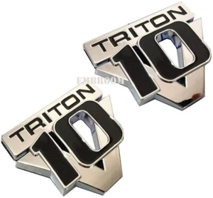 2 emblemas V10 Triton, calcomanías pegatinas para camiones de la serie F cromo negro - Imagen 1 de 3