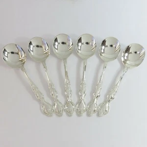 Vintage Grosvenor Silverplate Soup Dinner Spoons 6 pc Set, Balmoral Floral - Picture 1 of 5