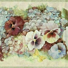 Soft Pansy Flowers Wallpaper Border - 30 feet length - "FREE SHIPPING" CR