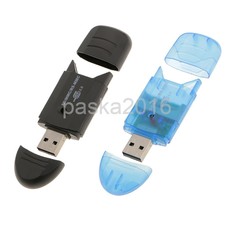 2Pcs For SD SDHC SDXC TF MMC Flash Memory PC Card Adapter Reader Blue+Black