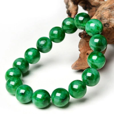12mm Natural Green Jade Jadeite Round Gemstone Beads Stretchy Bracelet 7.5" Foto 1 de 4