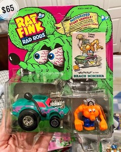 Vintage Kenner & Ed Roth 1990 Rat Fink Rad Rods Gearhead & Beach Bomber Car