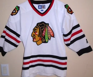 Vintage 90s Starter Youth Chicago Blackhawks Jersey Boy's Size Small NHL Hockey - Picture 1 of 3