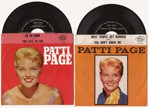 2 PATTI PAGE Mercury 45rpm, Picture Sleeves: Most People Get Married. Go On Home - Picture 1 of 4