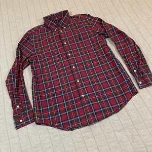 Ralph Lauren XL 18 20 Red plaid Green dress shirt button up down boys Holiday - Picture 1 of 9