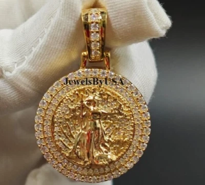 Colgante de plata 925 con diamantes simulados de 2 quilates "PERSONALIZADO" para hombre REGALO GRATIS Foto 1 de 4