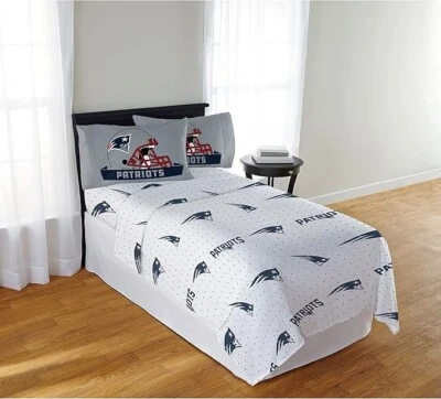Juego completo de sábanas de microfibra New England Patriots 4 piezas planas 2 fundas de almohada Foto 1 de 2