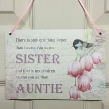 Best Sister Auntie Gifts My Children get you Retro Vintage New Aunt Sign Plaque 