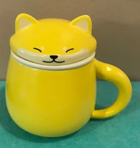 TANG PIN Yellow Fox Mug with Infuser Ceramic Tea Coffee Infusion Mug 13.5 OZ - Picture 1 of 12