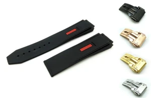 PASST ZU HUBLOT BIG BANG FUSION UHR SCHWARZ KAUTSCHUK ROT ECKIG ARMBAND 29MM 26MM SCHLIESSE - Bild 1 von 13