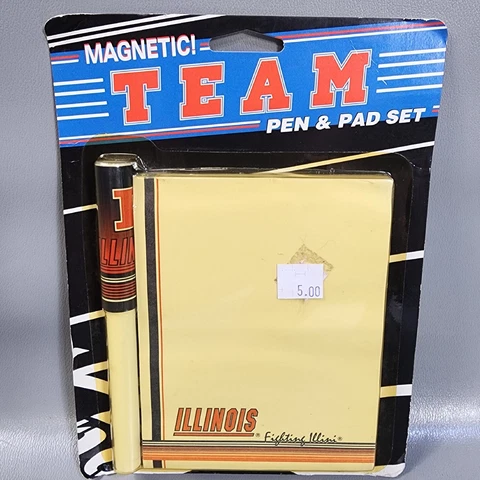 Vintage U of I Pen & Paper Pad Set Magnetic Fighting Illini Westrick Paper Co Cover