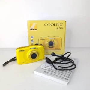 Nikon Coolpix S33 Fotocamera Waterproof 13.2 MP con Scatola Originale Gialla - Foto 1 di 21