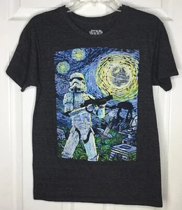 T-shirt uomo STAR WARS grigio blu Darth Vader notte stellata grafica S/s piccola usata in ottime condizioni - Foto 1 di 3
