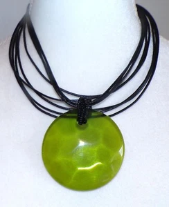 Sobral Classicos Mila Clear Green Faceted Artist Made Large Pendant Necklace - Picture 1 of 6