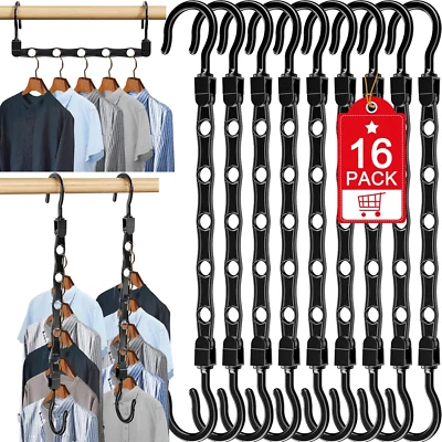 16 Pack Hangers Space Saving Magic Space Saver Storage Smart Plastic Clothes Han - Image 1 of 4