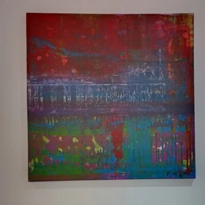 Großes Original abstrakte Kunstmalerei Brighton Pier Sussex 100x100cm - Bild 1 von 7