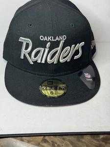 Gorra Oakland Raiders New Era 59FIFTY ajustada bordada negra 6 7/8 - Imagen 1 de 6