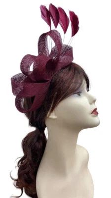 Sinamay Looped Feather Headband Fascinator Wedding Ladies Day Royal Races Ascot - Image 1 of 4