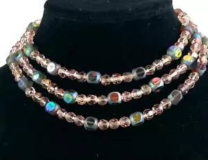 Impresionante gargantilla con cuentas estilo Sabika (3) filas - cuentas rosas y multicolores - Imagen 1 de 13