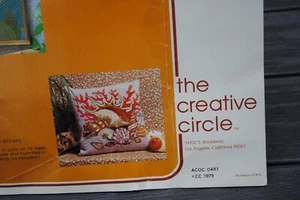 Vtg 1979 Creative Circle 0461 Seashells Pillow Needlepoint  Kit Partially Stitch - Picture 1 of 6