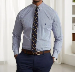 Polo Ralph Lauren Mens Tall Striped Stretch Poplin Shirt Navy Size 4XB NWT - Picture 1 of 4