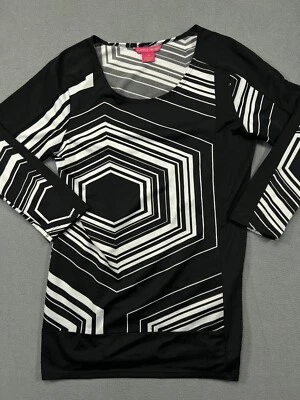 Sunny Leigh туника рубашка женщин XS черный белый 3/4 рукав блузка женщины - Изображение 1 из 4