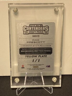One of One Card (1/1) Panini Draft Picks Football DAK PRESCOTT Yellow Plate #24 - Image 1 of 2