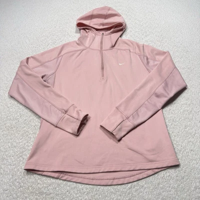 Nike Womens Hoodie Pink Balletcore Dri-fit 1/4 Zip Pullover Pilates Jacket Sz XL - Image 1 of 4