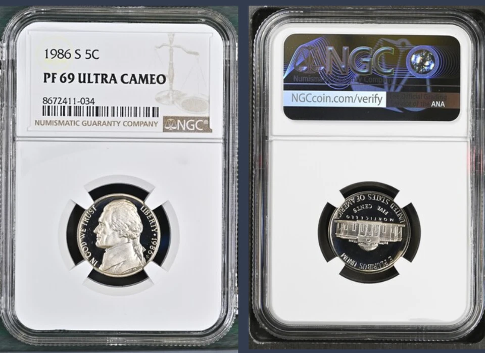 1986-S Jefferson Nickel NGC PF69 UCAM Graded ULTRA CAMEO Flashy Bright - Image 1 of 1
