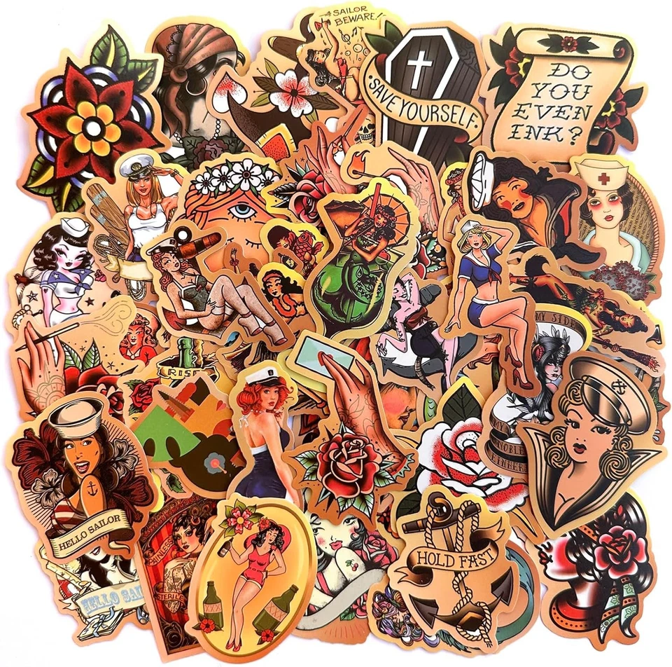 American Traditional Stickers Vintage Retro Bigger Size  - Image 1 of 4