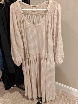 Women's Tan And Gold Linen Magaschoni Dress Large - Image 1 of 4