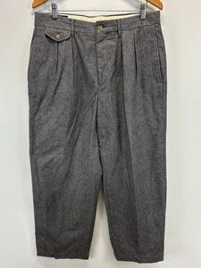 Vtg Tommy Hilfiger Wool Blend Pants Trousers Sz 34x28 Mens Grey Heavy Pleat 90s - Picture 1 of 8