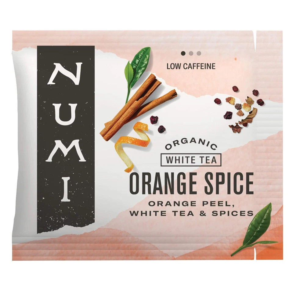 Numi Organic Tea Orange Spice White Blend 100 Count BULK Non-gmo Bags Food Home