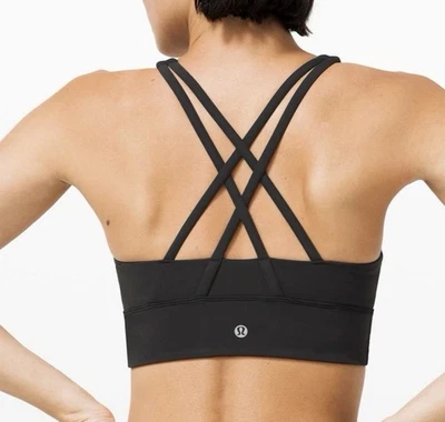 Lululemon Energy Bra High Neck Long Line Womens Size 6 Black Athleisure Yoga Gym - Image 1 of 4