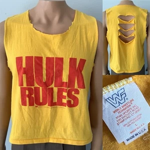 Vintage 1988 Hulk Rules Shredded T-Shirt Unisex Size Large HULK HOGAN WWF - Picture 1 of 11