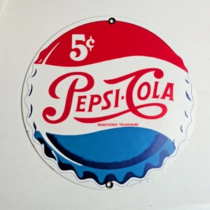 Pepsi Cola Porzellan Emaille Soda Schild 1991 Andy Rooney Retro Americana USA 8" - Bild 1 von 2