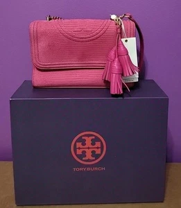 Neu Tory Burch kleine wandelbare Handtasche Umhängetasche rosa Fleming Snake - Bild 1 von 12