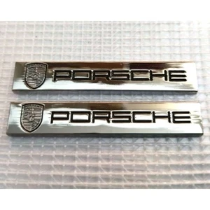 PORSCHE Emblem Silber 2er Set Blechschild Abzeichen Auto Deko Neu - Bild 1 von 2