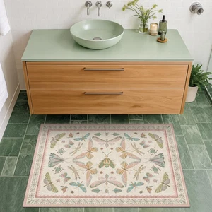 Light Pink Bathroom Rug - Washable 2x3 Small Kitchen Rugs for Powder Room, Fr... - Picture 1 of 7