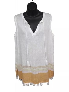 Leinenmischung Quaste Schwimmen Überziehen Kleid Boho Damen Größe S Neu mit Etikett weiß Rachel Zoe - Bild 1 von 13