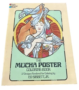 MUCHA POSTER COLORING BOOK By Ed Sibbett Jr, 1976 1st Ed. SC, NEW, PRISTINE MINT - Bild 1 von 3