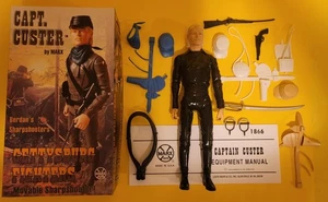 Black Captain Custer + 18 Accessories + Box + Manual Marx Johnny West Zeb Maddox - Picture 1 of 7