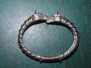 FOX HEAD TORQUE BRACELET VINTAGE SILVER TONE 7" - Picture 1 of 2