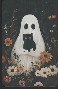 Junk Journal Art Cards, Halloween, Silly Ghosts w/ Black Cat, 20pcs 4"x 6" - Picture 1 of 20