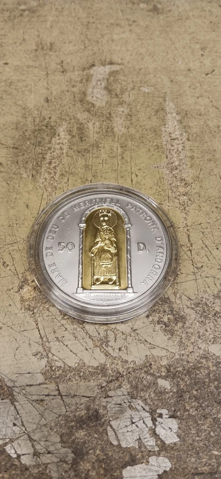 Andorra , 1996 , 50 Dinars , 5 Unzen Silber + 2,5g 917 Gold, Joan Marti i Alanis - Bild 1 von 1