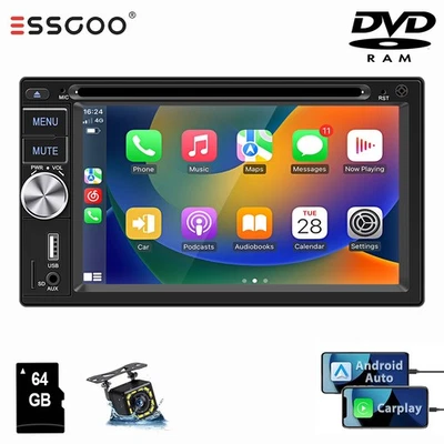 Doppel 2 DIN Carplay Autoradio Auto WINCE DVD CD AM RDS 64GTF AUX Bluetooth KAM - Bild 1 von 4