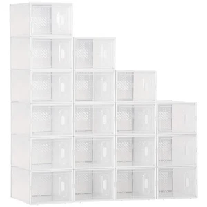 DIY Schuhbox Aufbewahrungsbox mit 18 Fächern 18er Pack Schuhkartons Transparent - Bild 1 von 10
