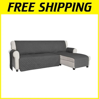 Funda de sofá seccional reversible resistente al agua para mascotas y niños - gris oscuro Foto 1 de 4
